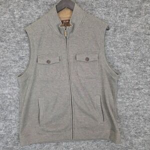 Tasso Elba Vest Mens XL Green Full Zip Fleece Sherpa Collar Golf Sweater Pockets